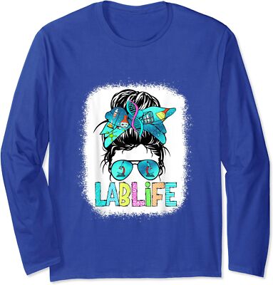 Laboratory Life Messy Bun Sunglasses Funny Lab Week Long Sleeve Tshirt