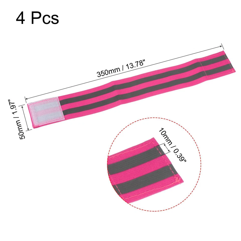 Reflectante Bandas para Brazo Muñeca Tobillo Pierna 14x2" para Correr Rosa 4pzs - Imagen 2 de 4
