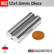 12mm x 1.5mm N52 Super Strong Rare Earth Neodymium Magnet Round Disc 12x1.5mm