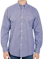 Member's Mark Stretch Oxford Long Sleeve Shirt Blue/Red Plaid XL