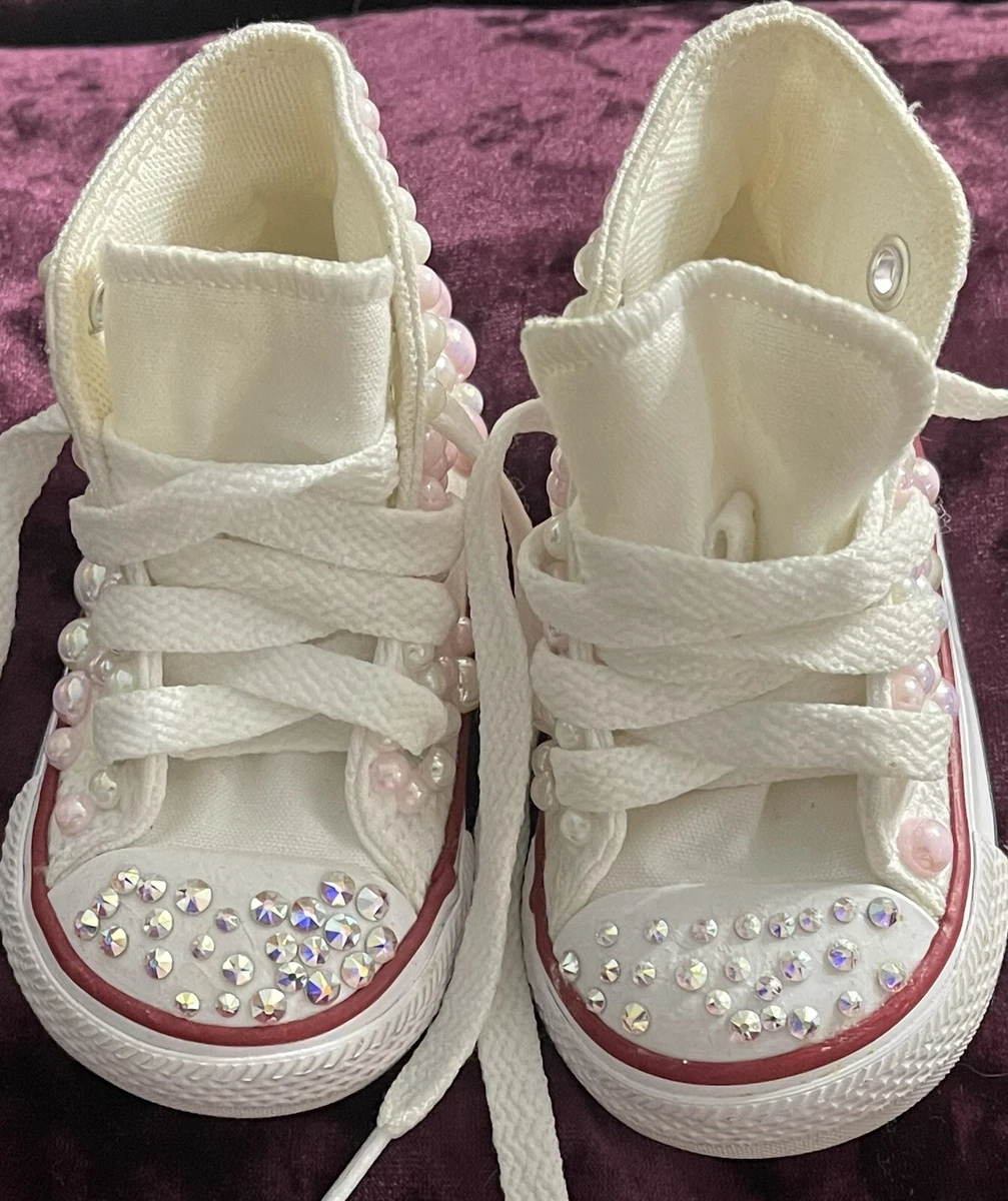 Baby girl shop converse with rhinestones