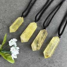 Natural Citrine Double Point Pendant Necklace Healing Protection Crystal Gifts