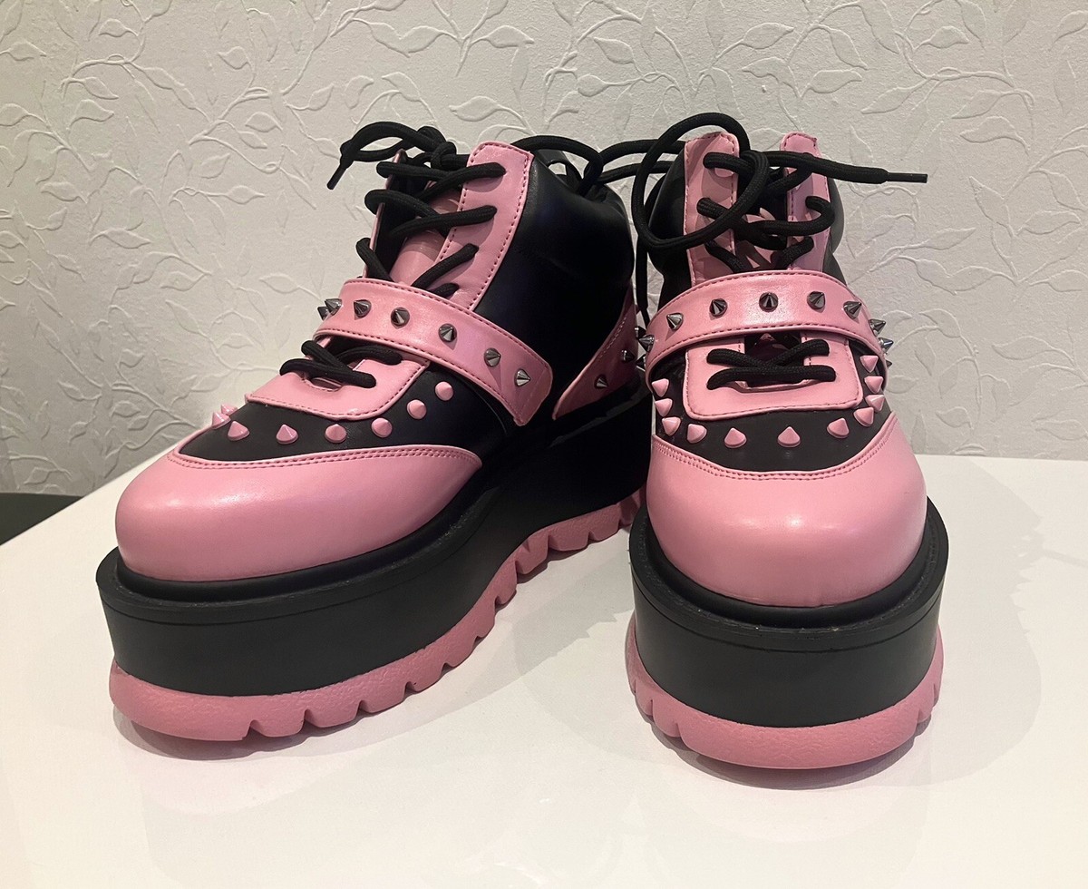 Goth Platform Shoes Pastel Pink And Black Spiked Platform Shoes