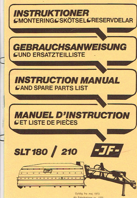 JF Schlegelmäher SLT 180 / 210, orig. Gebrauchsanweisung / ETL 1973