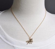 Gold unicorn necklace pendant 17" chain pendant unicorn horn jewelry