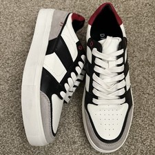 DKNY Men's Leather  Synthetic White Multi Color Sneaker, Size US9.5, RRP 150