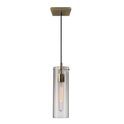Adesso Pendant Shaded Incandescent LED 1-Light Adjustable Length Antique Brass - Picture 1 of 2