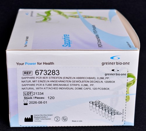 120 unidades Greiner Bio-One PCR 8 tiras rompibles de tubo 0,2 ml con tapas de cúpula 673283 - Imagen 2 de 6