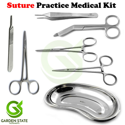 Suture Practice Medical Kit First Aid Dissection Forceps Dressing Scissors Tray