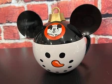Disney Parks Mickey Mouse Club Snowman Christmas Ornament Flip Top Mug New n1