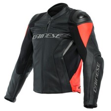 GIACCA MOTO SPORTIVA IN PELLE BOVINA DAINESE RACING 4 BLACK NERO ROSSO