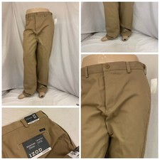 Izod American Chino Classic Pants 34x34 Tan Flat Front Cotton NWT YGI O2-276