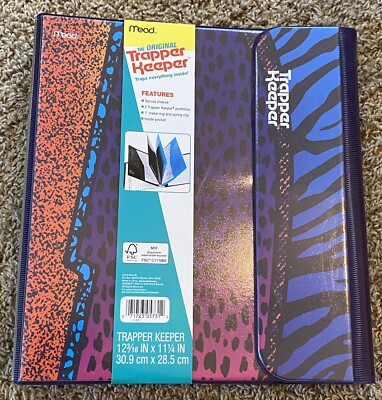 Trapper Keeper - Retro Style Portfolio Binder - Leopard Print - NEW - Mead - NWT