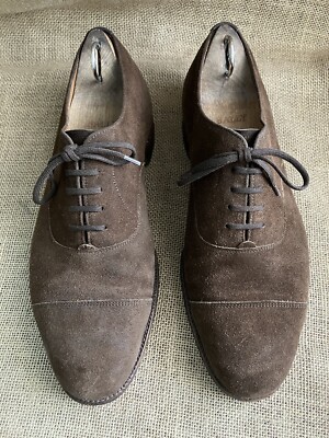 EDWARD GREEN CHELSEA Brown Suede Leather Cap Toe Oxford Shoes Size UK F  202 UK