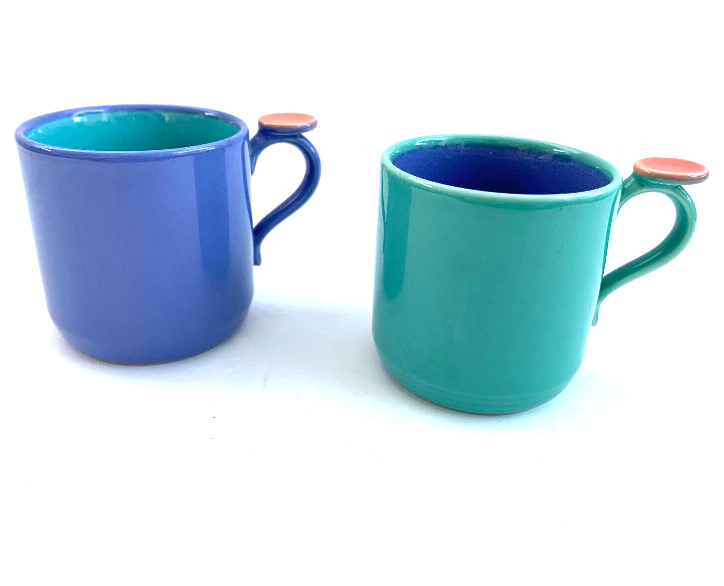 1980s Lindt-Stymeist Colorways Child Mugs x2 Children Thumbprint Vintage RARE