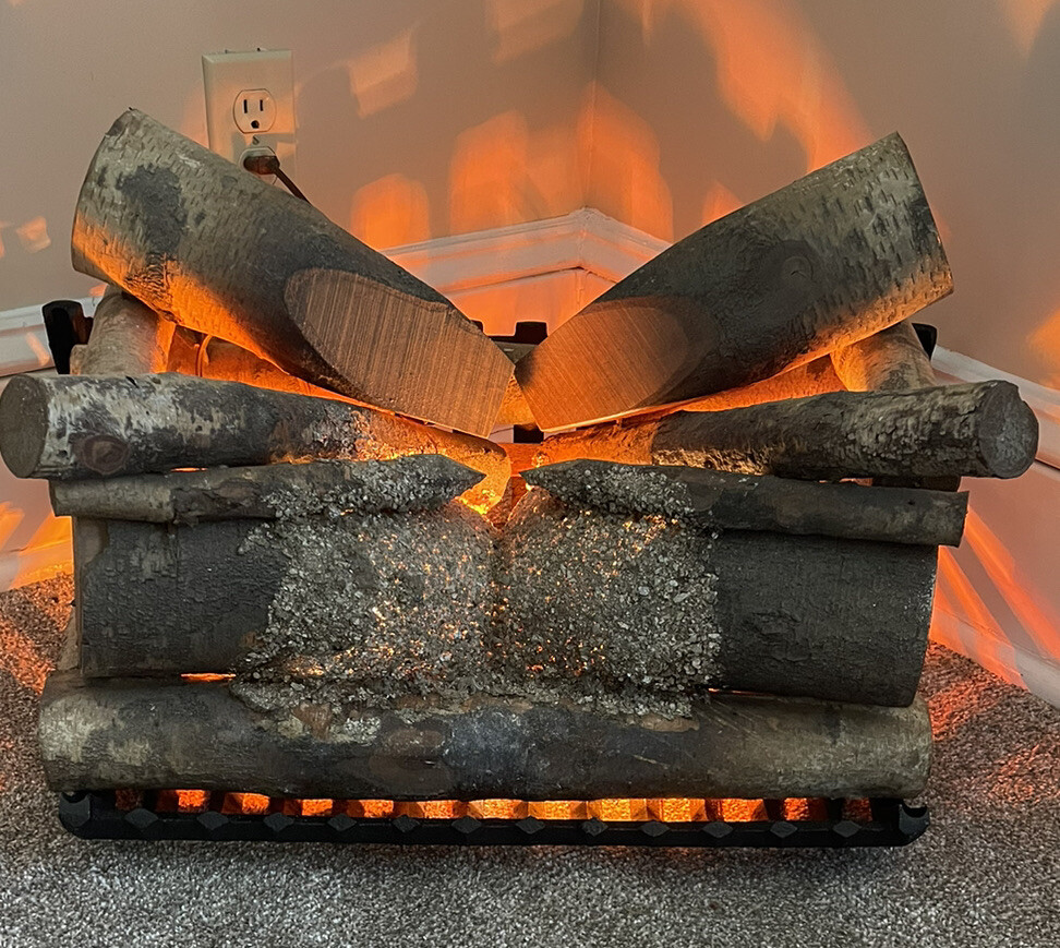 Vintage Electric Faux Fireplace Log Display With Cast Iron Grate | eBay