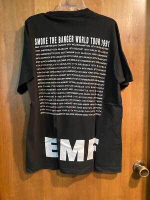 Vtg 1991 EMF band Shirt Mens XL Black Smoke The Banger North