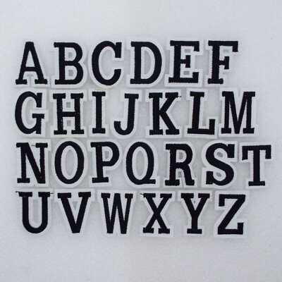 2 Buchstaben zum Aufbügeln oder Aufnähen aussuchen Motive 45 mm schwarz weiß genäht Name Sport Team 648D