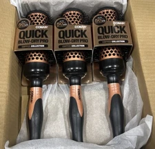 Conair Vented Copper Collection Round Brush for Blow Drying and Styling 3 Pack