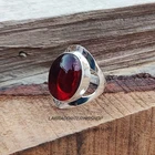 Natural Garnet Ring, Boho Ring, Solid 925 Sterling Silver Ring, Statem  All Size