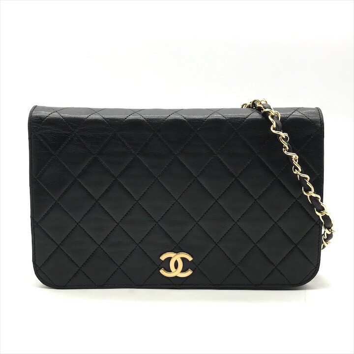 CHANEL Matelasse Full Flap Chain Shoulder Bag Lambskin Push Lock  