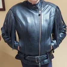 Harley-davidson Women Black Full Zip Leather Biker Jacket - Size L