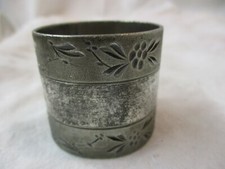 Antique Silver plated Napkin Ring etched Floral pattern monogram IDP