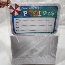 You're Invited To A Pool Party 30-Pieces Invitation Cards with Envelope, White