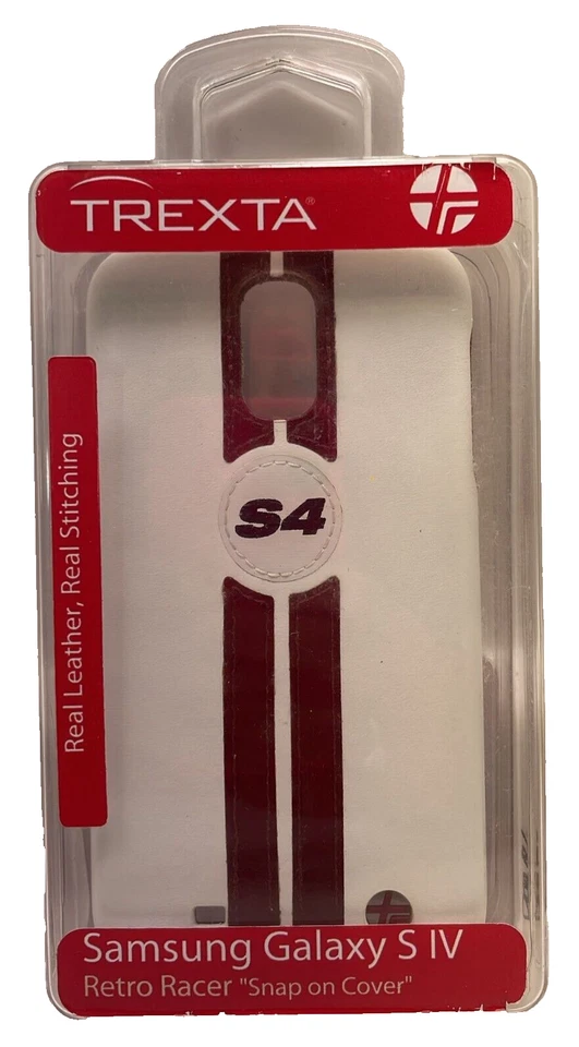 Funda de Cuero Trexta Retro Racer para Samsung Galaxy S4, Borgoña/Blanco Foto 3 de 4