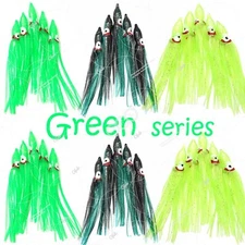 30pcs 4.75" Fishing Squid Skirt Octopus Trolling Hoochies Lure Green series AAA
