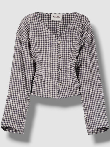 $425 Nanushka Women White "Marsha" Long-Wide Sleeve Button Front Blouse Top Sz M