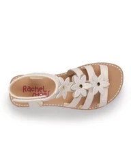 Rachel Shoes, Lil Amira Toddler Girls Golden Beige Pearl  Flower Applique' sz. 1