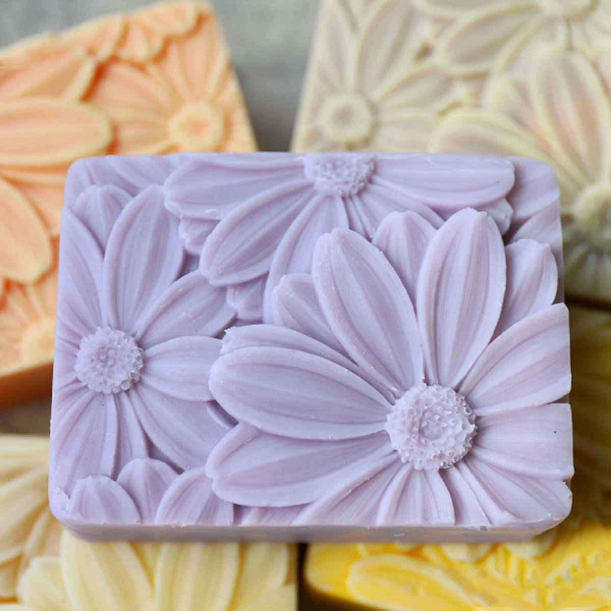 Marguerite Flower Soap Molds Silicone Rectangle DIY Mould for Soap Making