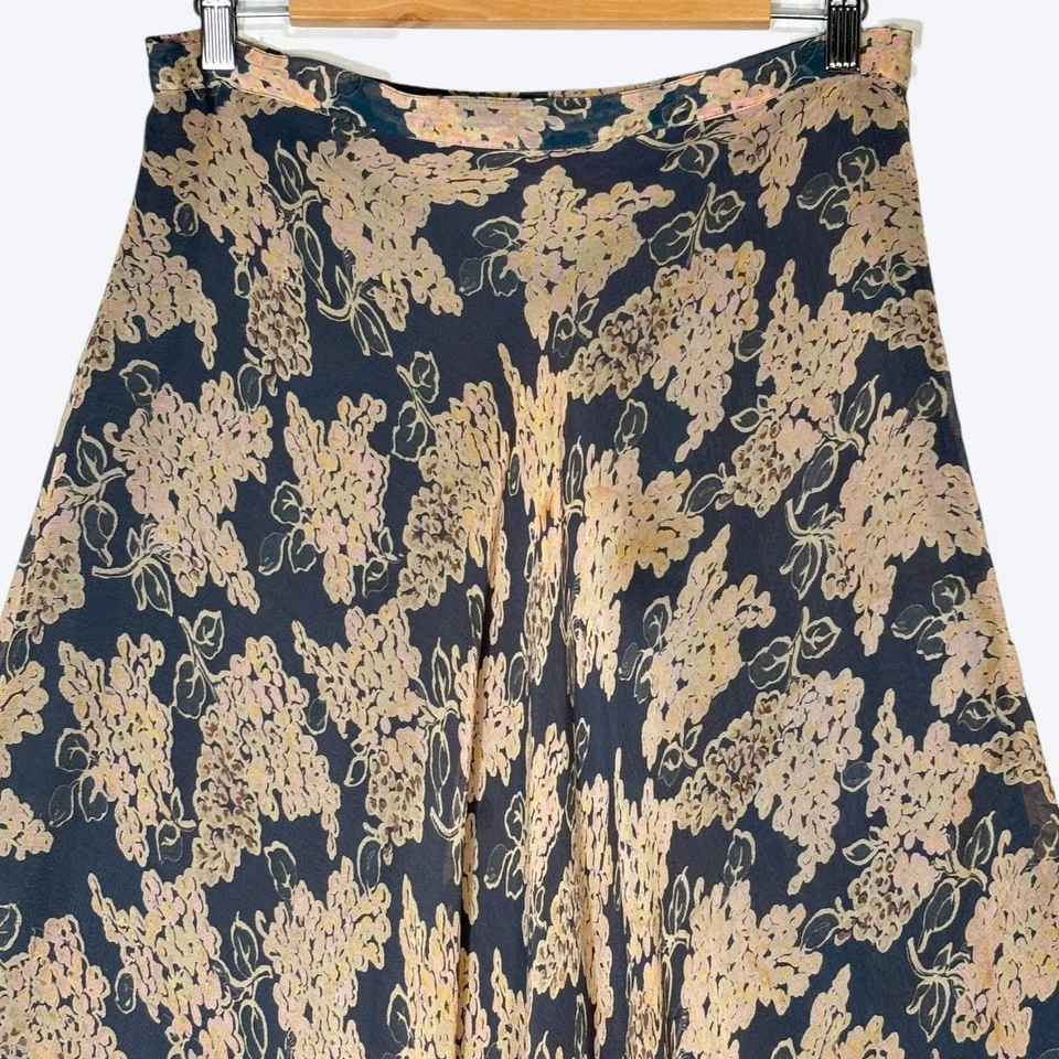 复古 90 年代 Sarah Arizona 花卉长裙女式 M 浪漫流畅荷叶边 — 第 3/4 张图片