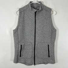 Levelwear Full Zip Quilted Golf Vest Womens Size Medium Gray Zipper Pockets