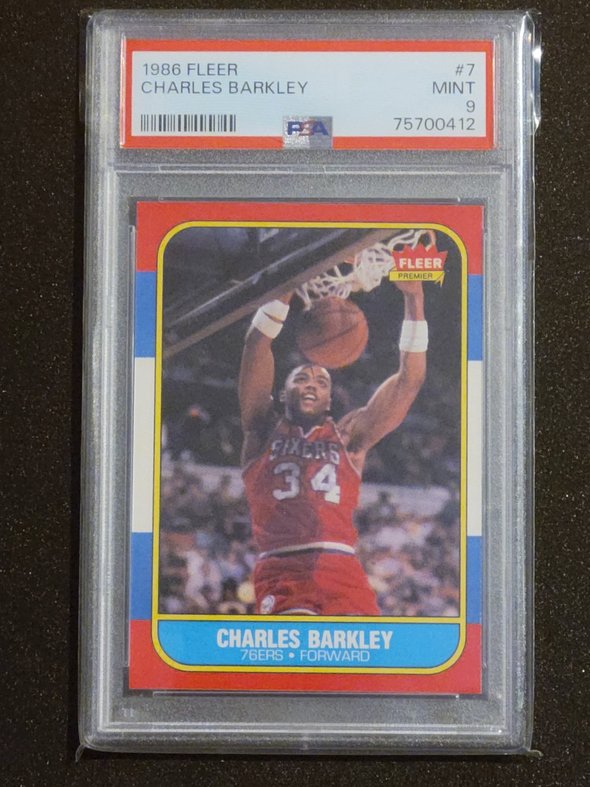 BEAUTIFUL 1986 Fleer Basketball #7 Charles Barkley Rookie Card RC PSA 9