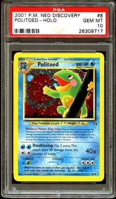 PSA 10 GEM MINT Politoed 8/75 HOLO Neo Discovery RARE Pokemon Card