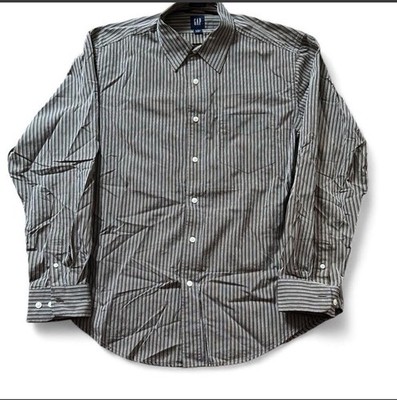 Gap Men's Striped Cotton Dress Shirt Point Collar Button Front L 16-16.5 32/33