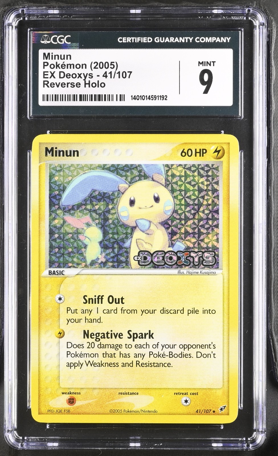 CGC 9 MINT Minun 41/107 EX Deoxys Reverse Holo Stamped Pokemon Card
