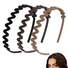 3 PCS Plastic Zig Zag Wavy Headband With Teeth Non Slip Thin Stretchy Hairband