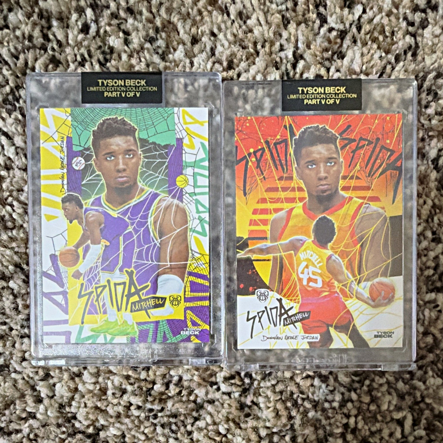 Tyson Beck Donovan Mitchell Spida 5/5 2020 Limited Edition 2-Card Lot