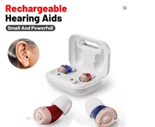 JINGHAO 1 Pair Mini Rechargeable In Ear Hearing Amplifier Sound Enhancer