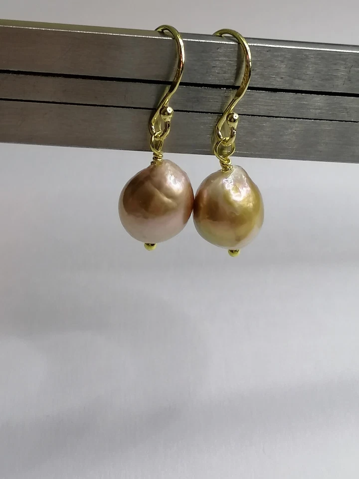 24 ct gold Vermeil. 925  Cultured Freshwater Kasumi Pearl earrings 471 - Image 4 of 4