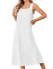 Nightgowns for Women Cotton Long Night Gowns Sleeveless Sleep Dress Victorian...