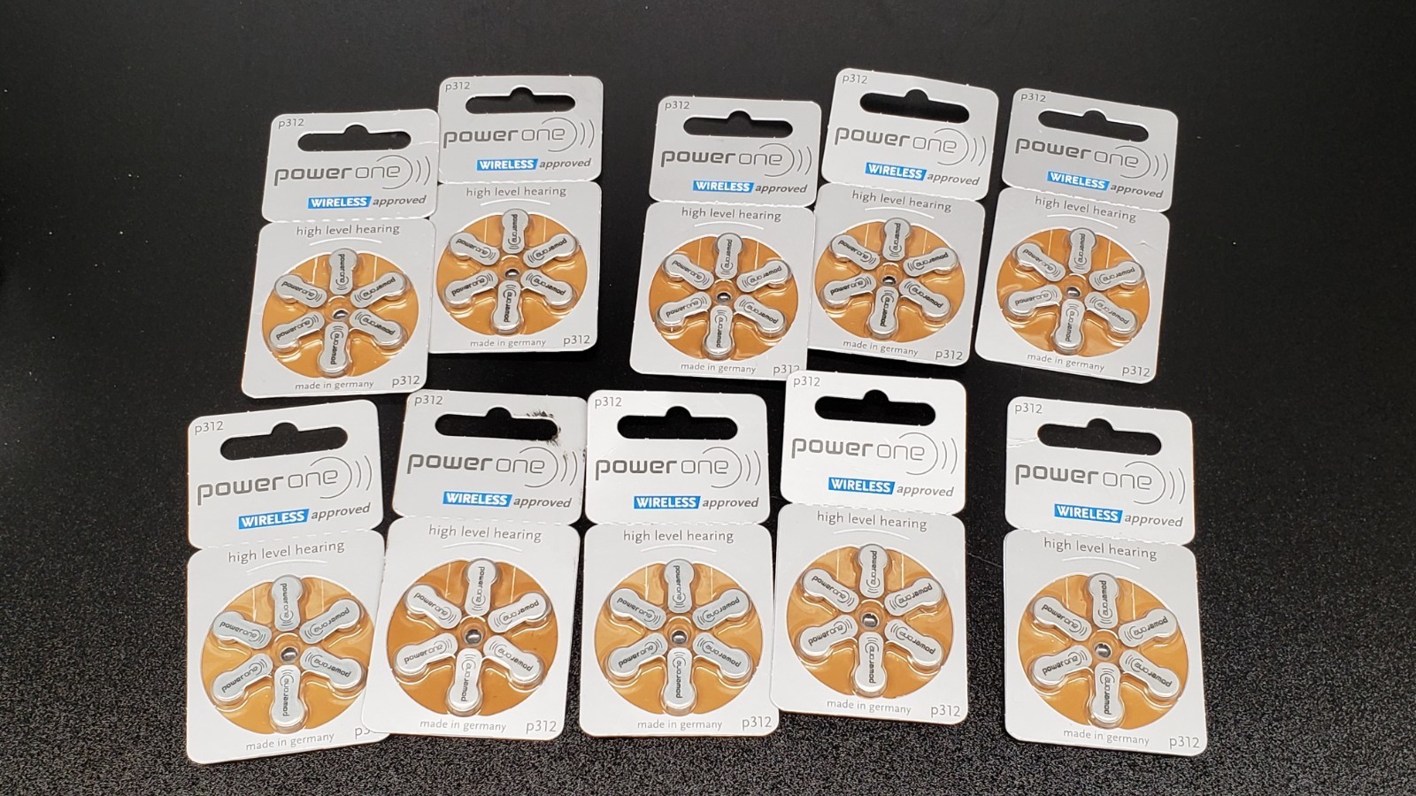 10 Packs (60 Batteries) German PowerOne Size 312 Hearing Aid