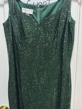 Vintage Jessica McClintock Gunne Sax Green Sequined Maxi Dress Size 11/12 USA