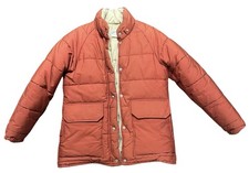 Vintage LL Bean Outdoors Puffer Jacket Goose Down Pumpkin S/M Cursive Label