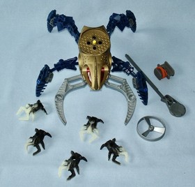 Lego Bionicle VISORAK - Gold Makuta Rahi Spider with 5 Glow in the Dark Spiders