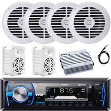 Pyle PLMRB29B Marine Receiver, 4x 5.25" Speakers, 2x 5.25" 500W Speakers, Amp
