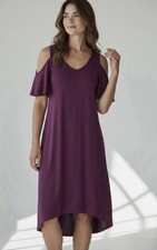 H by Halston Purple Knit Shift Dress Women's XL Cold Shoulder Hi-Low